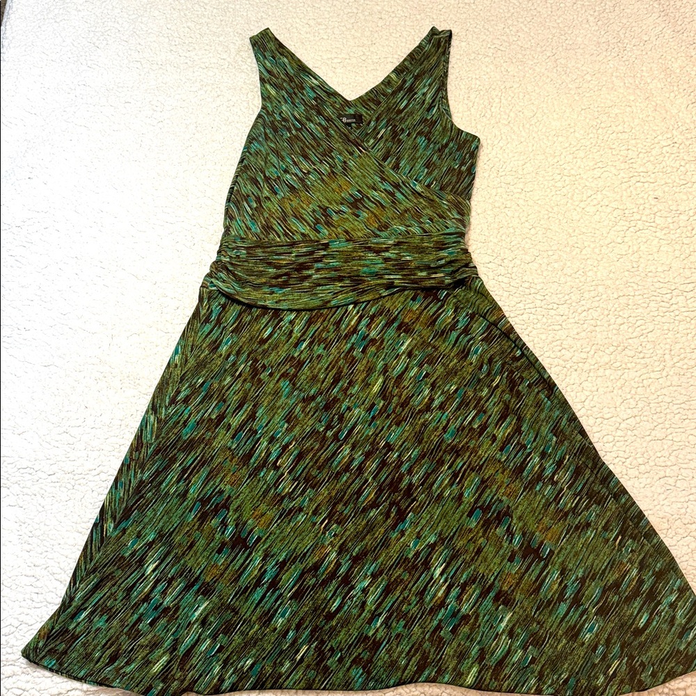 AGB Teal and Black Midi Dress Size 8